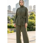 sefamerve Aerobin Kumaş Tunik Pantolon ikili Takım 4141-09 Açık Yeşil