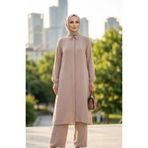 sefamerve Aerobin Kumaş Tunik Pantolon İkili Takım 4142-09 Bej