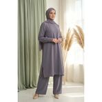 sefamerve Aerobin Kumaş Tunik Pantolon İkili Takım 4144-07 Gri