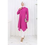 sefamerve Baskı Düğmeli Tunik 1102-04 Fuşya