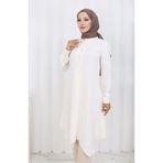 sefamerve Baskı Düğmeli Tunik 1102-07 Ekru