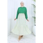 sefamerve Beli Lastikli Etek 0144-02 Haki