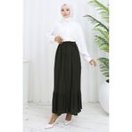 sefamerve Beli Lastikli Etek 2127-03 Haki