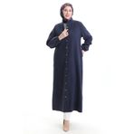 sefamerve Boydan Düğmeli Kot Ferace 0058-01 Lacivert