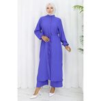 sefamerve Boydan Düğmeli Tunik Pantolon Ikili Takım 2100-03 Saks