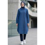 sefamerve Boydan Düğmeli Uzun Kot Tunik 0312-02 Lacivert