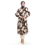 sefamerve Boydan Düğmeli Uzun Tunik 0095-02 Kahverengi Bej
