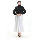 sefamerve Bürümcük Kumaş Beli Lastikli Etek 2106-01 Beyaz