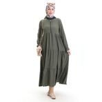sefamerve Bürümcük Kumaş Fermuarlı Elbise 6999-02 Haki