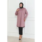 sefamerve Büyük Beden Mevsimlik Rahat Kesim Basic Tunik 8738-02 Gül Kurusu