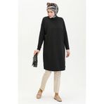 sefamerve Büyük Beden Rahat Kesim Sade Tunik Baharlık Yazlık Anne Tunik 8769-01 Siyah