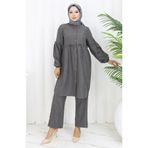 sefamerve Büzgülü Düğmeli Tunik Pantolon Ikili Takım 0115-02 Antrasit