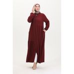 sefamerve Büzgülü Ferace 1027-03 Bordo