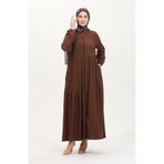 sefamerve Büzgülü Ferace 1027-05 Kahverengi