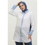 sefamerve Çizgili Garnili Tunik 4823-09 Beyaz