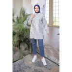 sefamerve Çizgili Spor Tunik 71295-02 Lacivert