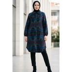 sefamerve Desenli Düğmeli Oduncu Kışlık Tunik 2503-04 Saks Bordo