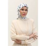 sefamerve Desenli Eşarp 70289-10 İndigo