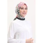 sefamerve Desenli Soft Eşarp 70243-01 Koyu Yeşil Oranj