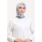 sefamerve Desenli Soft Eşarp 70243-11 Gri Füme