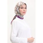 sefamerve Desenli Soft Eşarp 70245-06 Eflatun Sütlü kahve