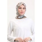 sefamerve Desenli Soft Eşarp 70245-09 Sütlü kahve Yeşil