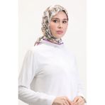 sefamerve Desenli Soft Eşarp 70245-10 Ekru Eflatun