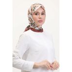 sefamerve Desenli Soft Eşarp 70245-13 Kiremit Kahverengi
