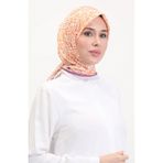 sefamerve Desenli Soft Eşarp 70259-05 Ekru Oranj