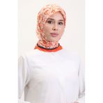 sefamerve Desenli Soft Eşarp 70261-06 Turuncu Lacivert