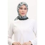 sefamerve Desenli Soft Eşarp 70261-08 Koyu Yeşil Gri