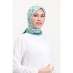 sefamerve Desenli Soft Eşarp 70261-11 Yeşil Lacivert