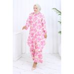 sefamerve Desenli Tunik Pantolon İkili Takım 0126-04 Pembe