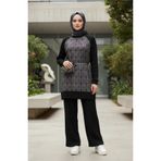 sefamerve Desenli Tunik Pantolon İkili Takım 2245-02 Antrasit Bordo