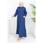 sefamerve Double Kumaş Uzun Tunik Pantolon Ikili Takım 0034-07 Lacivert