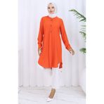 sefamerve Düğme Detaylı Tunik 5133-02 Oranj