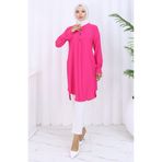 sefamerve Düğme Detaylı Tunik 5133-04 Fuşya