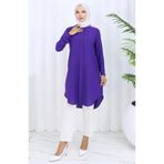 sefamerve Düğme Detaylı Tunik 5133-05 Mor