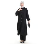 sefamerve Düğmeli Uzun Tunik Pantolon İkili Takım 0089-02 Siyah