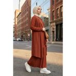 sefamerve Elbise Yelek ikili Takım 6527-02 Kiremit