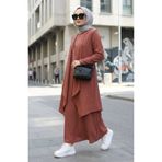 sefamerve Elbise Yelek ikili Takım 6527-04 Taba