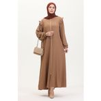 sefamerve Fırfırlı Ferace 1055-06 Vizon