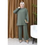 sefamerve Fitilli Tunik Pantolon İkili Takım 5570-01 Haki