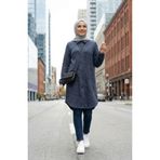 sefamerve Gömlek Yaka Boydan Düğmeli Kışlık Tunik 2501A-02 İndigo