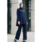 sefamerve Gömlek Yaka Düğmeli Tunik Pantolon İkili Takım 2210-02 Lacivert