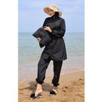 sefamerve Hijab Beli Lastikli Çantalı Tesettür Mayo 5035-02 Siyah