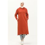 sefamerve Kapüşonlu Spor Tunik 3007-21 Kiremit