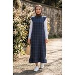 sefamerve Kareli Dokulu Jile Elbise 2514-05 İndigo