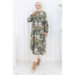 sefamerve Kolu Lastikli Düğmeli Tunik 0134-01 Çağla Yeşili Mürdüm