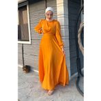 sefamerve Önden Bağlamalı Kobe Saten Abiye Elbise 5513-08 Sarı